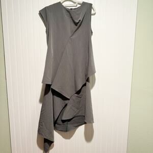 Metamorphoza Gray Asymmetrical Dress Cap Sleeves Size Medium